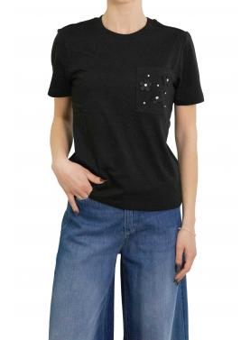 Maglia con tasca con fiori brillantinati Only